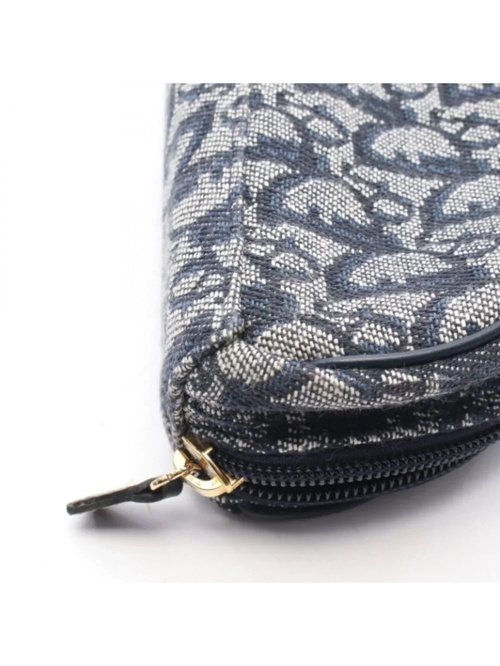 Dior Pouch Saddle Mini Trotter Navy Ivory Canvas Leather Oblique